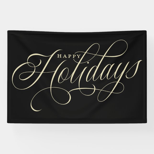 Elegant Happy Holidays Skript Banner (Horizontal)
