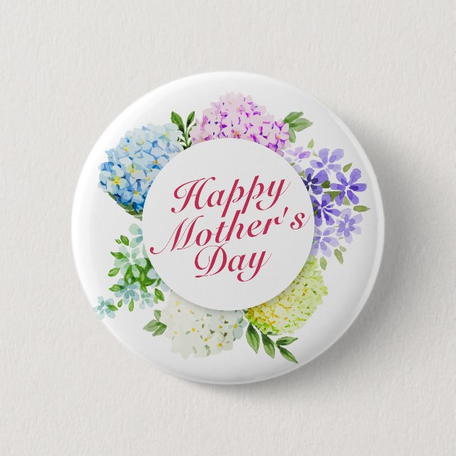 Elegant Happy Mother Day Floral Frame Button (Vorderseite)