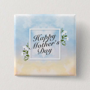 Elegant Happy Mother Day Floral Frame Button
