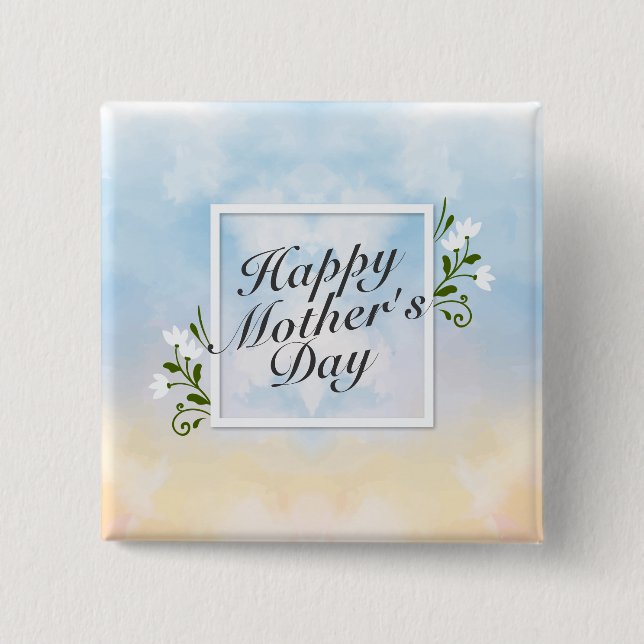 Elegant Happy Mother Day Floral Frame Button (Vorderseite)