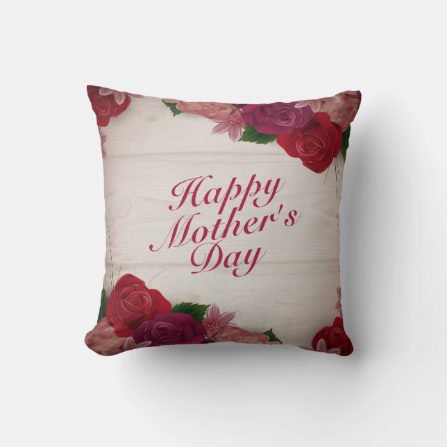 Elegant Happy Mother Day Floral Frame | Kissen (Vorderseite)