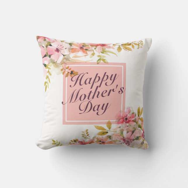 Elegant Happy Mother Day Floral Frame | Kissen (Vorderseite)