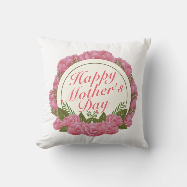 Elegant Happy Mother Day Floral Frame | Kissen (Vorderseite)