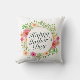 Elegant Happy Mother Day Floral Frame   Kissen