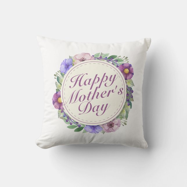 Elegant Happy Mother Day Floral Frame | Kissen (Vorderseite)