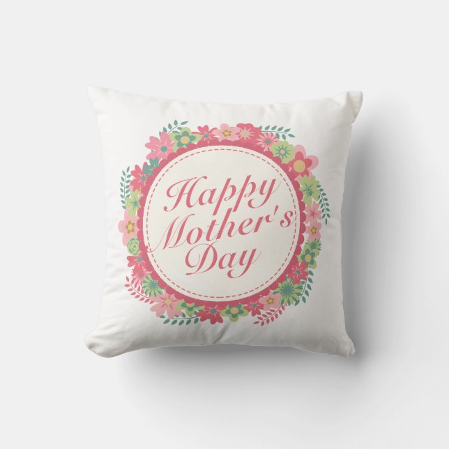 Elegant Happy Mother Day Floral Frame | Kissen (Vorderseite)