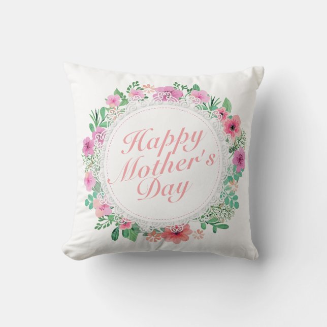 Elegant Happy Mother Day Floral Frame | Kissen (Vorderseite)