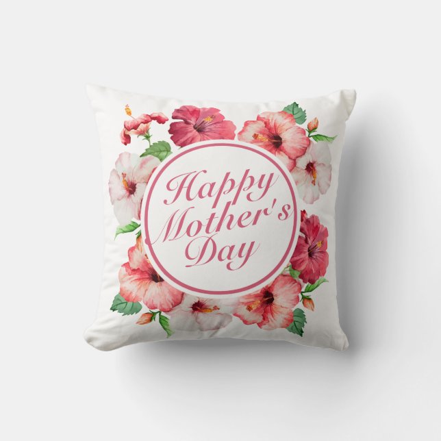 Elegant Happy Mother Day Floral Frame | Kissen (Vorderseite)