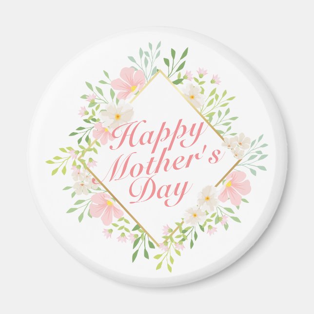Elegant Happy Mother Day Floral Frame Magnet (Vorne)