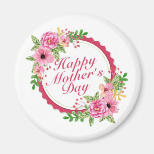 Elegant Happy Mother Day Floral Frame Magnet
