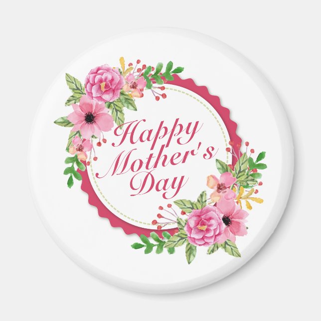 Elegant Happy Mother Day Floral Frame Magnet (Vorne)