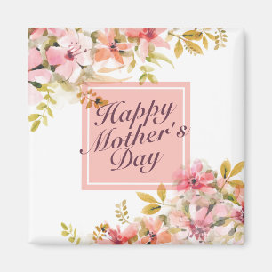 Elegant Happy Mother Day Floral Frame Magnet