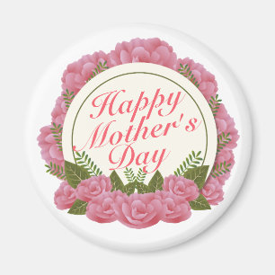Elegant Happy Mother Day Floral Frame Magnet