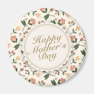 Elegant Happy Mother Day Floral Frame Magnet