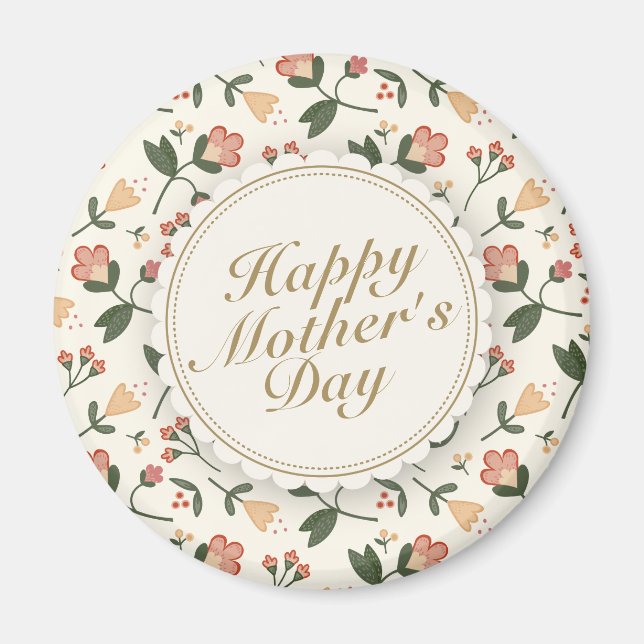 Elegant Happy Mother Day Floral Frame Magnet (Vorne)