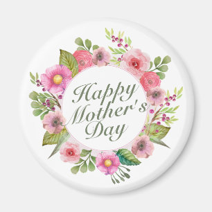 Elegant Happy Mother Day Floral Frame Magnet