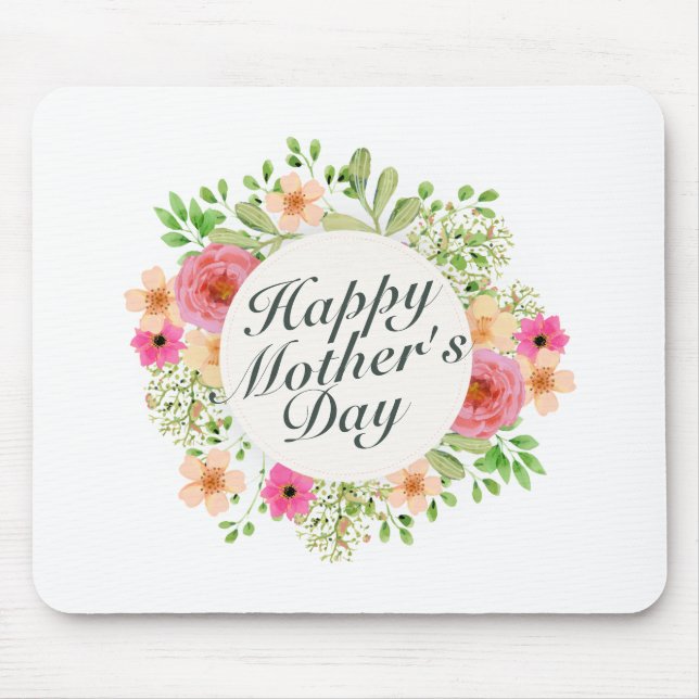 Elegant Happy Mother Day Floral Frame Mousepad (Vorne)