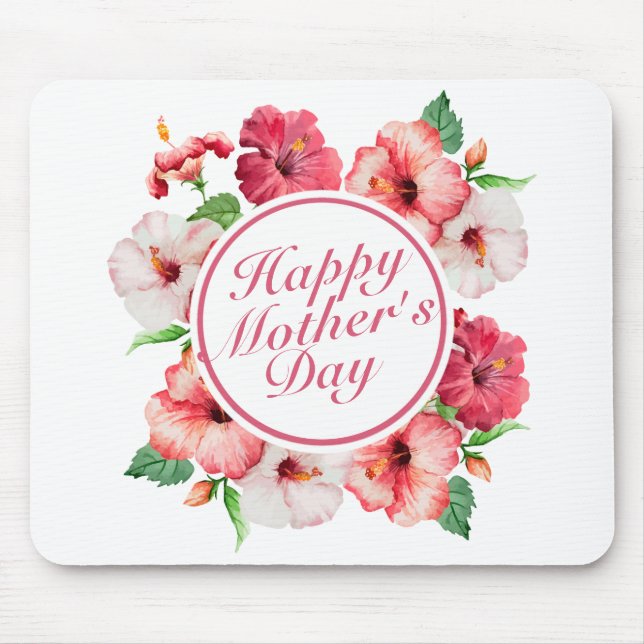 Elegant Happy Mother Day Floral Frame Mousepad (Vorne)