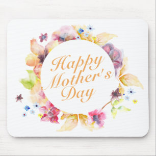 Elegant Happy Mother Day Floral Frame Mousepad