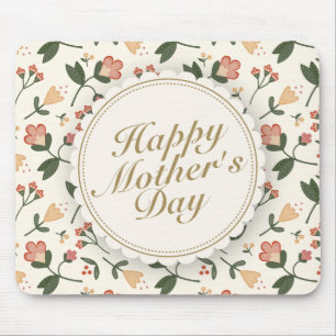 Elegant Happy Mother Day Floral Frame Mousepad