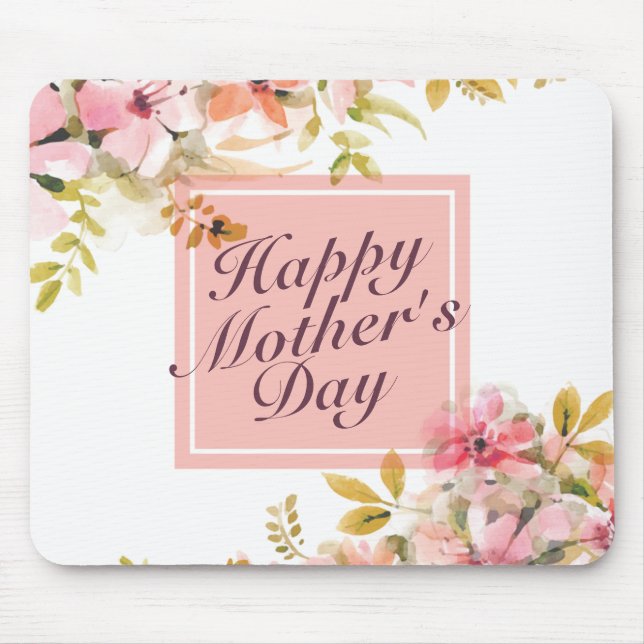 Elegant Happy Mother Day Floral Frame Mousepad (Vorne)