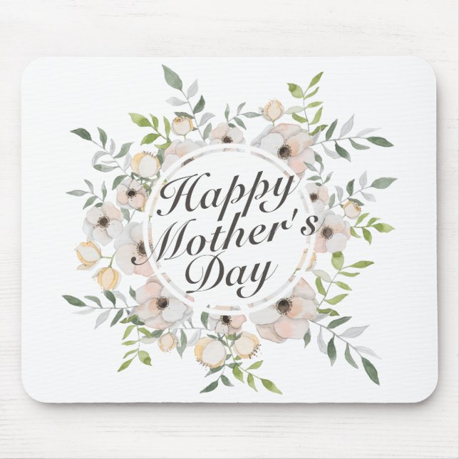 Elegant Happy Mother Day Floral Frame Mousepad (Vorne)
