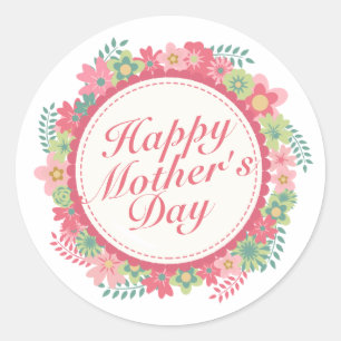 Elegant Happy Mother Day Floral Frame Sticker