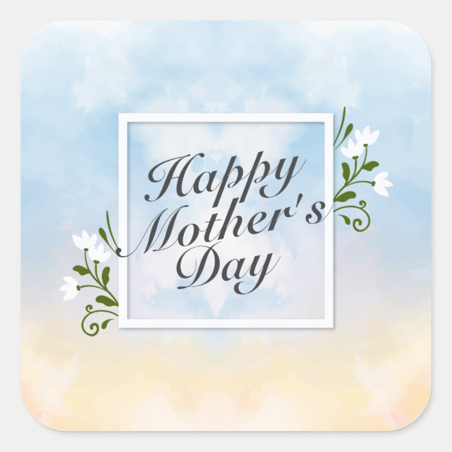 Elegant Happy Mother Day Floral Frame Sticker (Vorderseite)