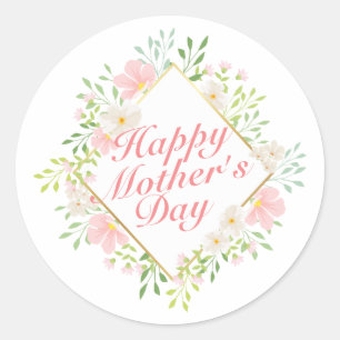 Elegant Happy Mother Day Floral Frame Sticker