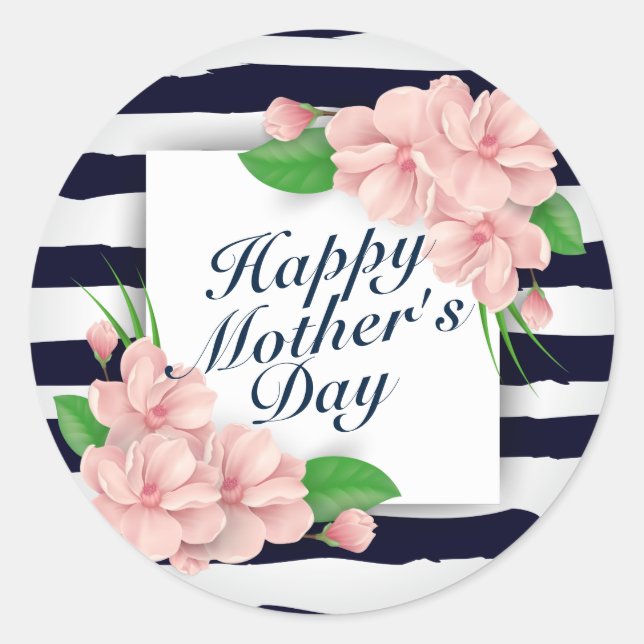 Elegant Happy Mother Day Floral Frame Sticker (Vorderseite)