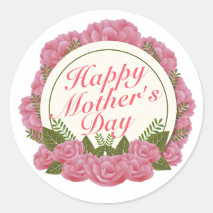 Elegant Happy Mother Day Floral Frame Sticker