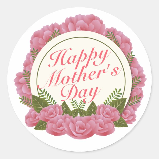 Elegant Happy Mother Day Floral Frame Sticker (Vorderseite)