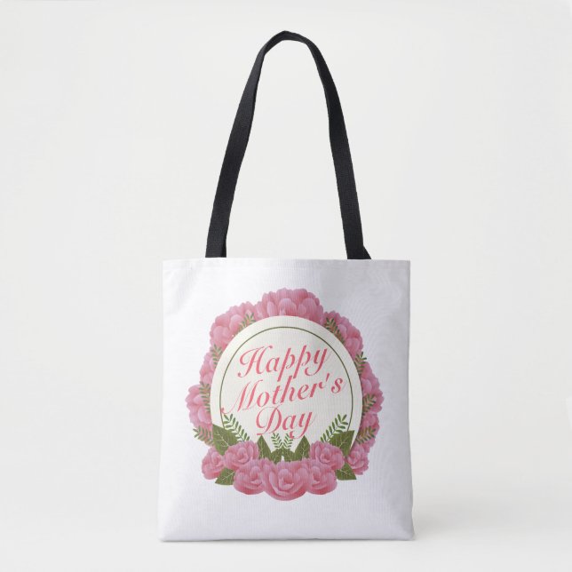 Elegant Happy Mother Day Floral Frame Tote Bag (Vorderseite)