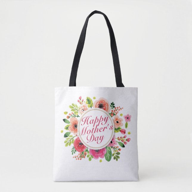 Elegant Happy Mother Day Floral Frame Tote Bag (Vorderseite)