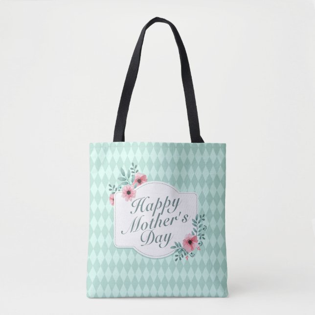 Elegant Happy Mother Day Floral Frame Tote Bag (Vorderseite)