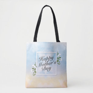 Elegant Happy Mother Day Floral Frame Tote Bag