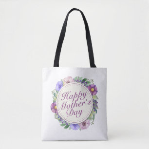 Elegant Happy Mother Day Floral Frame Tote Bag