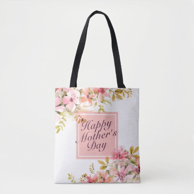 Elegant Happy Mother Day Floral Frame Tote Bag (Vorderseite)