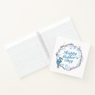 Elegant Happy Mother's Day Blue Wreath Notebook Notizbuch