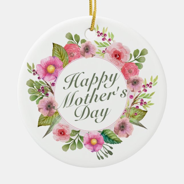 Elegant Happy Mother's Day Blumenrahmen Ornament (Vorne)