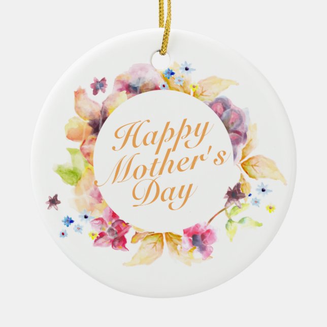 Elegant Happy Mother's Day Blumenrahmen Ornament (Vorne)