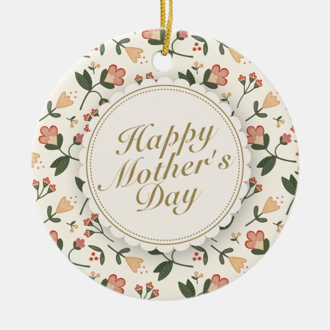 Elegant Happy Mother's Day Blumenrahmen Ornament (Vorne)