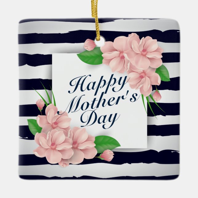 Elegant Happy Mother's Day Blumenrahmen Ornament (Vorderseite)