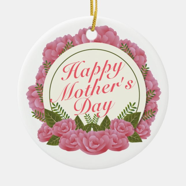 Elegant Happy Mother's Day Blumenrahmen Ornament (Vorne)