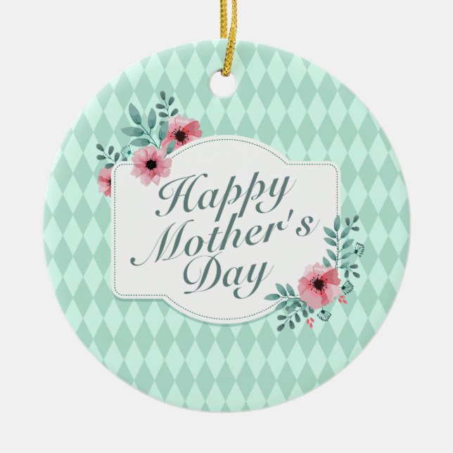 Elegant Happy Mother's Day Blumenrahmen Ornament (Vorne)