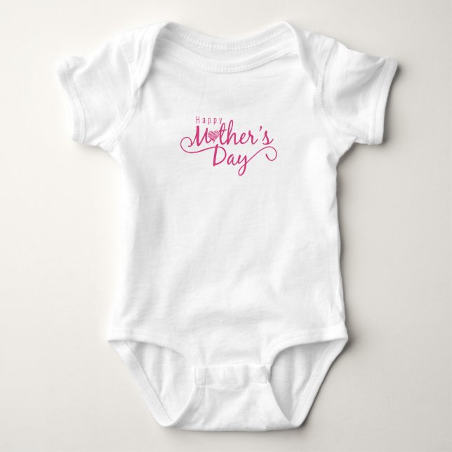 Elegant Happy Mother's Day Calligraphy | Bodysuit Baby Strampler (Vorderseite)