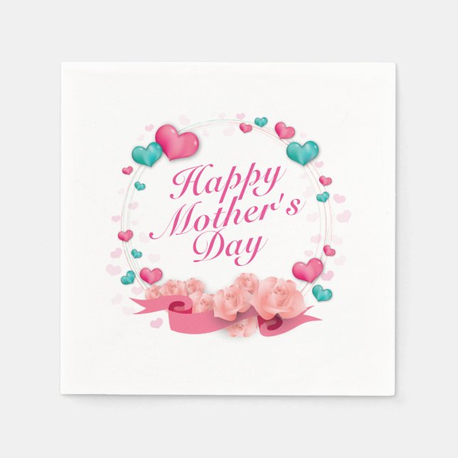 Elegant Happy Mother's Day Candy Hearts Napkin Serviette (Vorderseite)