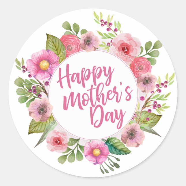 Elegant Happy Mother's Day Floral | Aufkleber (Vorderseite)