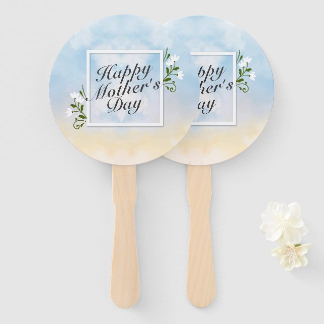 Elegant Happy Mother's Day Floral Frame Hand Fan Fächer (Vorne und Hinten)