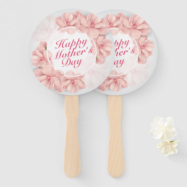 Elegant Happy Mother's Day Floral Frame Hand Fan Fächer (Vorne und Hinten)
